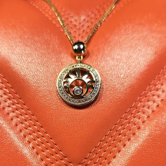 SALE!! Rose Gold Adjustable Necklace with Clear Zirconia & Rose Gold Charm - Picture 5 of 5